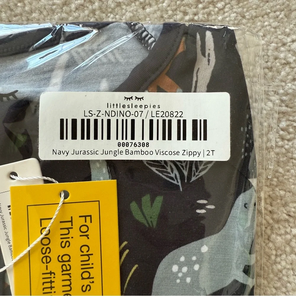 Little Sleepies Navy Jurassic Jungle Zippy 2T